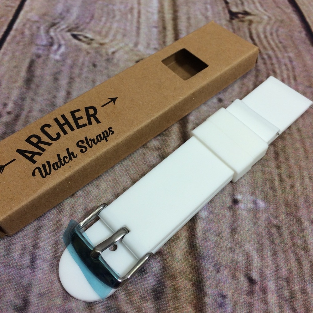 White Archer 22mm Silicone Quick Change Watch Band